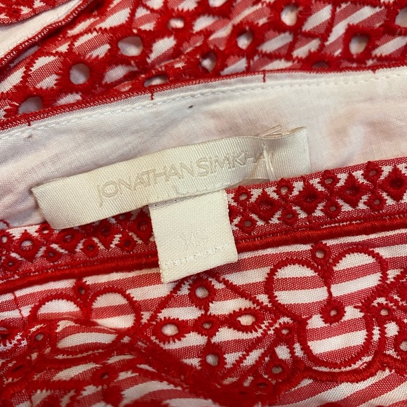 JONATHAN SIMKHAI Stripe Eyelet Gathered Mini Dress
Red & White in Size XS - Picture 4 of 6